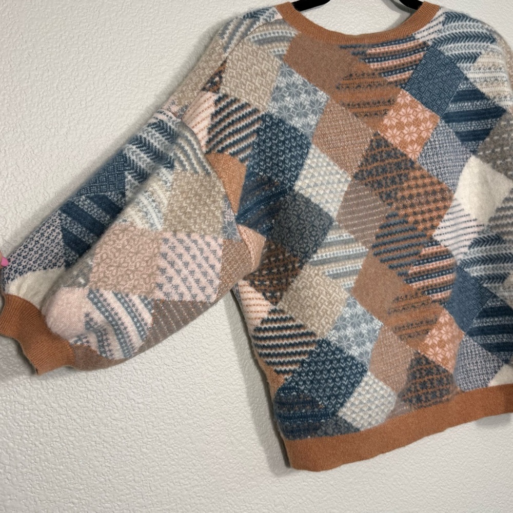 Garnet Hill Multicolor Patchwork Sweater - image 3